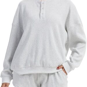 Women's Gray Henley Lounge Set